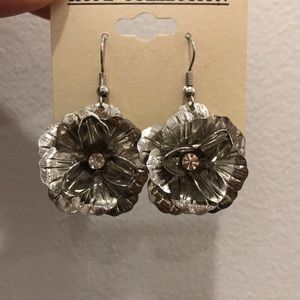 Silver flower earrings